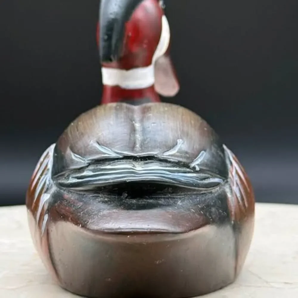 Vintage Ceramic Wood Duck Drake Figurine Hand Painted 5.25” Wildlife Bird